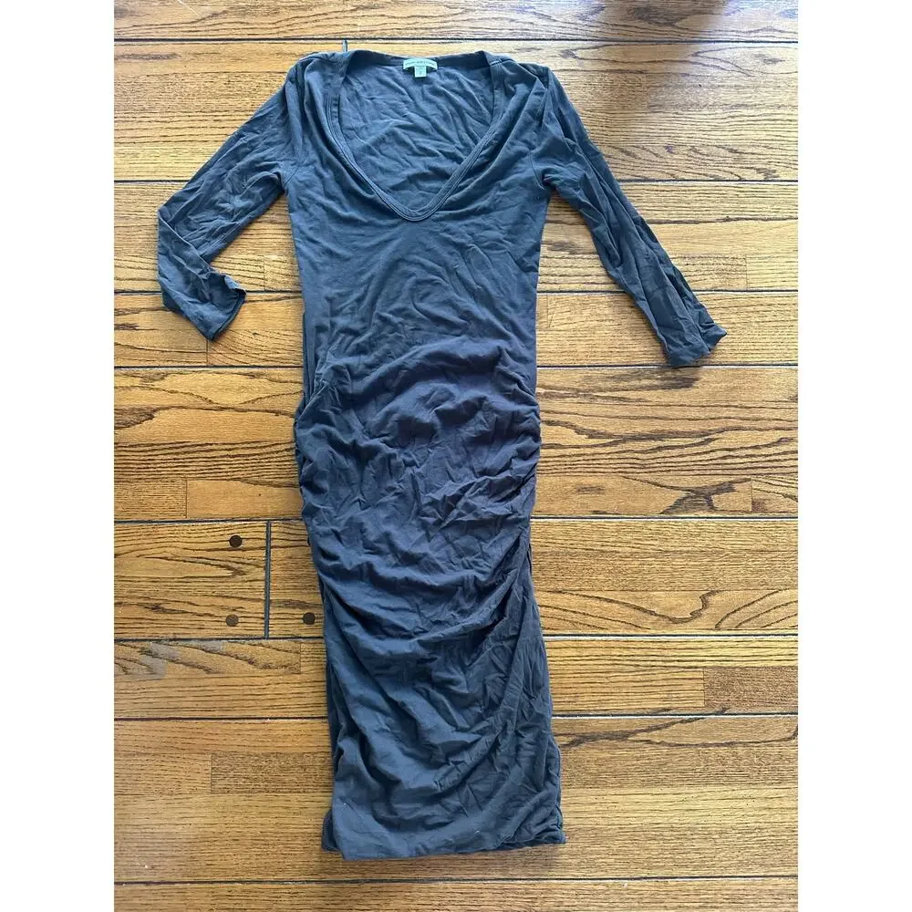 James Perse Midi Dress with Ruching on the sides size 2 Dark Grey - Picture 2 of 4
